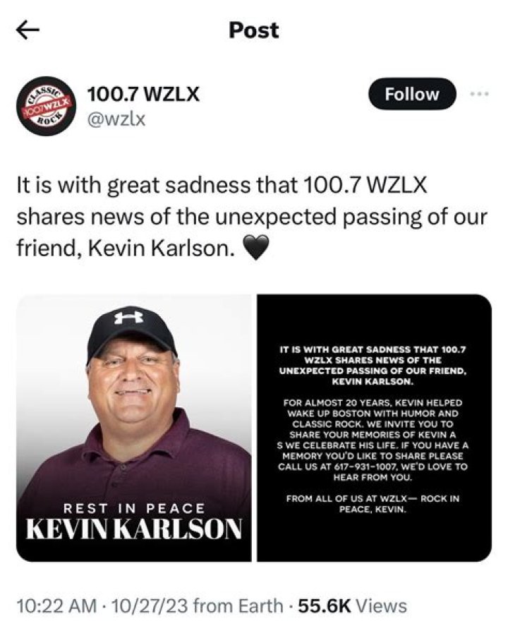Kevin Carlson Wzlx Obituary What Happened To